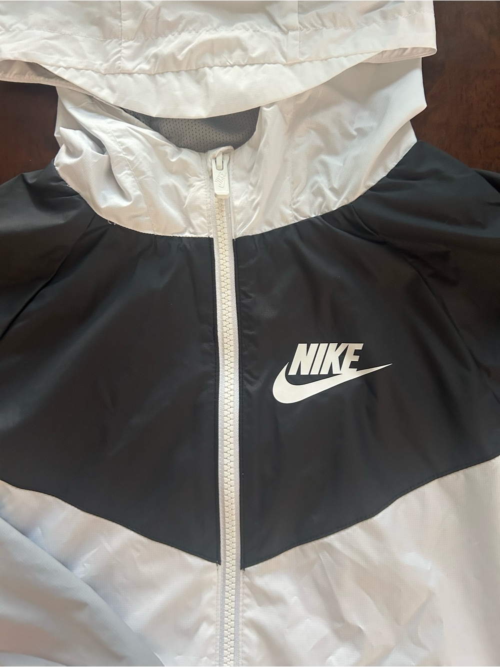 Nike Hooded Colorblock Jacket in Black, Light Gray, White - Picture 3 of 6